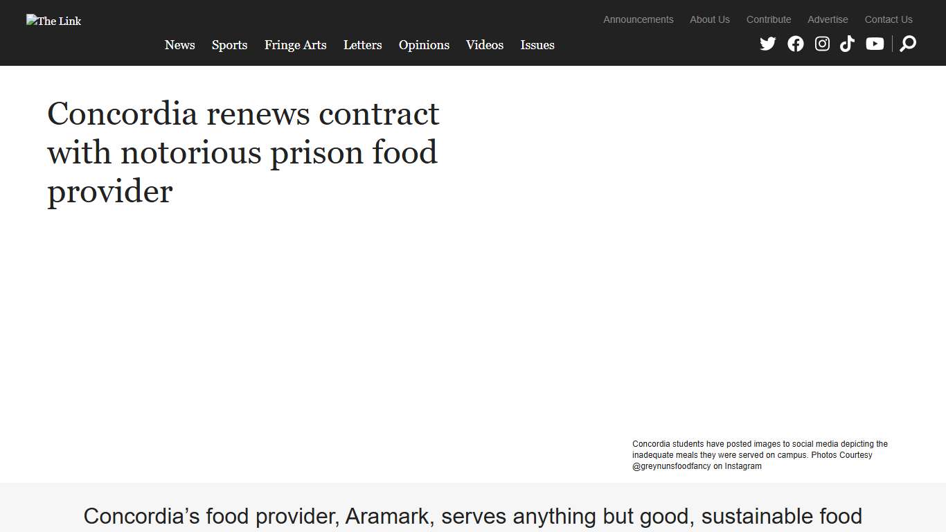 Concordia renews contract with notorious prison food provider News – The Link
