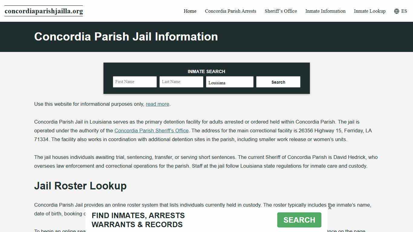Concordia Parish, LA Jail Roster, Inmate Info